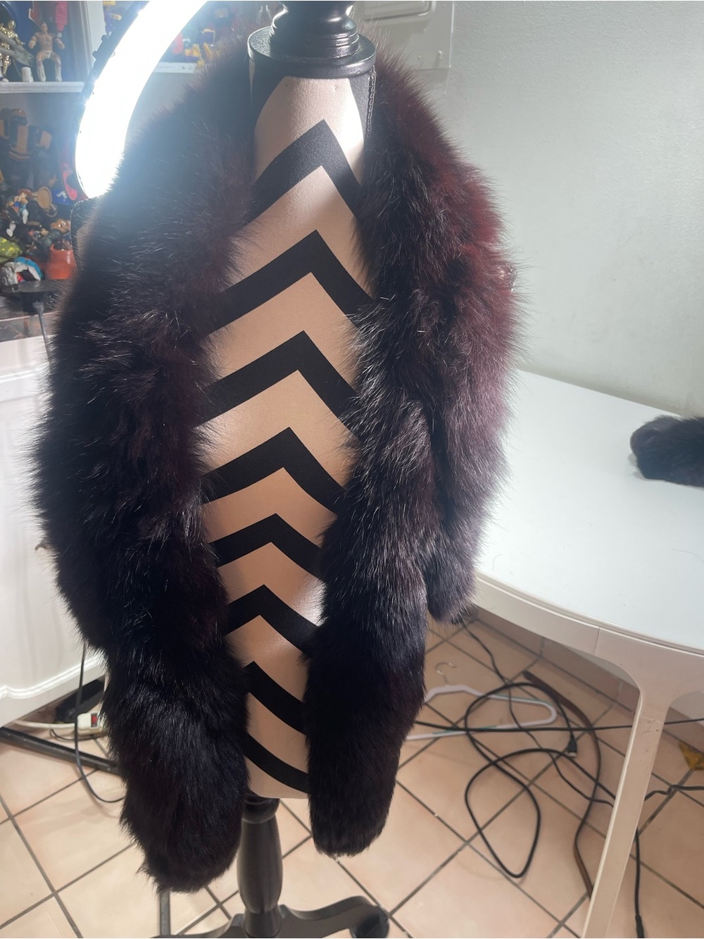 Vintage Mix lot 2 J. Warshaw Real Fur Collar Wrap Black Scarf DIY Craft Pieces